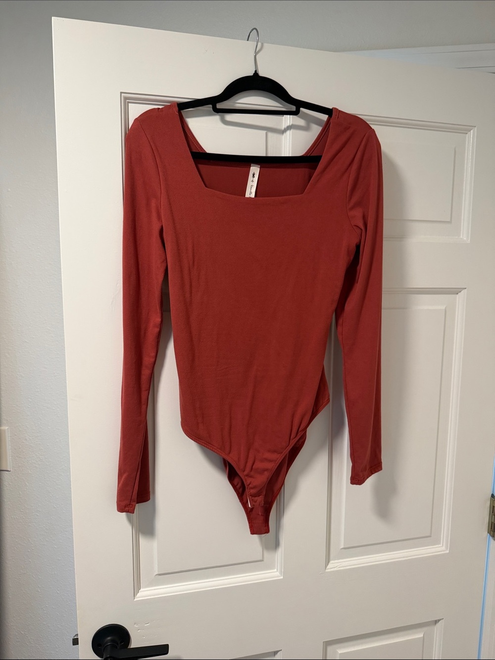 Women’s Long-Sleeve Square Neck Bodysuit - Rust